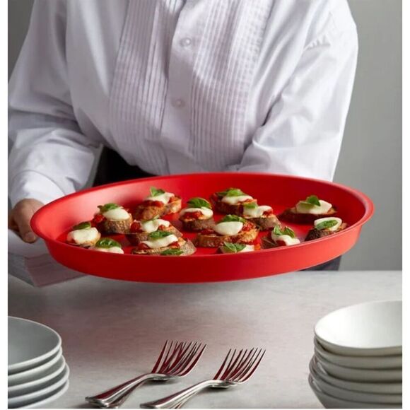 Vintage Midland MFG CO Ft. Smith Arkansas RED ROUND SERVING TRAY 16” diameter - Picture 2 of 10